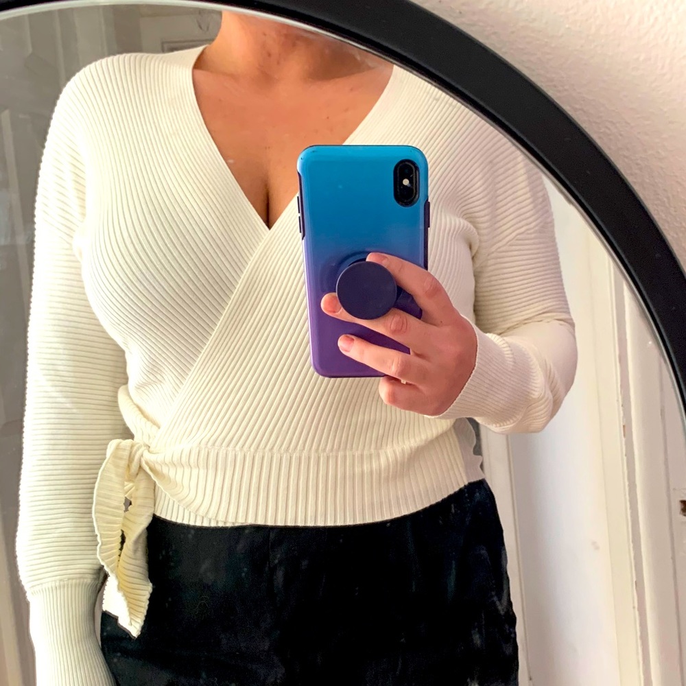 Express side tie sweater